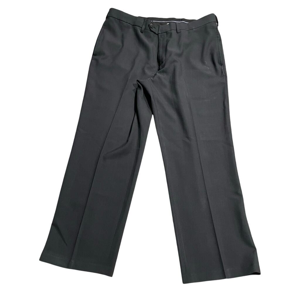 Haggar Clothing Dress Pants Classic Fit Eclo Stria Flat Front Mens 36 x 29 Gray